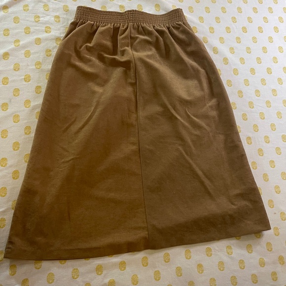 Vintage Brown A-Line Midi Skirt With Pockets Elastic Waist size 10 - Picture 7 of 7